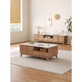 北欧白蜡木茶几小户型现代简约客厅茶桌全实木整装 茶几电视柜组合