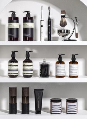 浴室柜饰品样板房浴室男士剃刀洗液瓶棉签管牙刷展厅软装