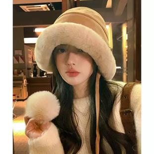 冬季 帽子女2023新款 毛绒渔夫帽加厚保暖防风护耳雷锋帽东北显脸小