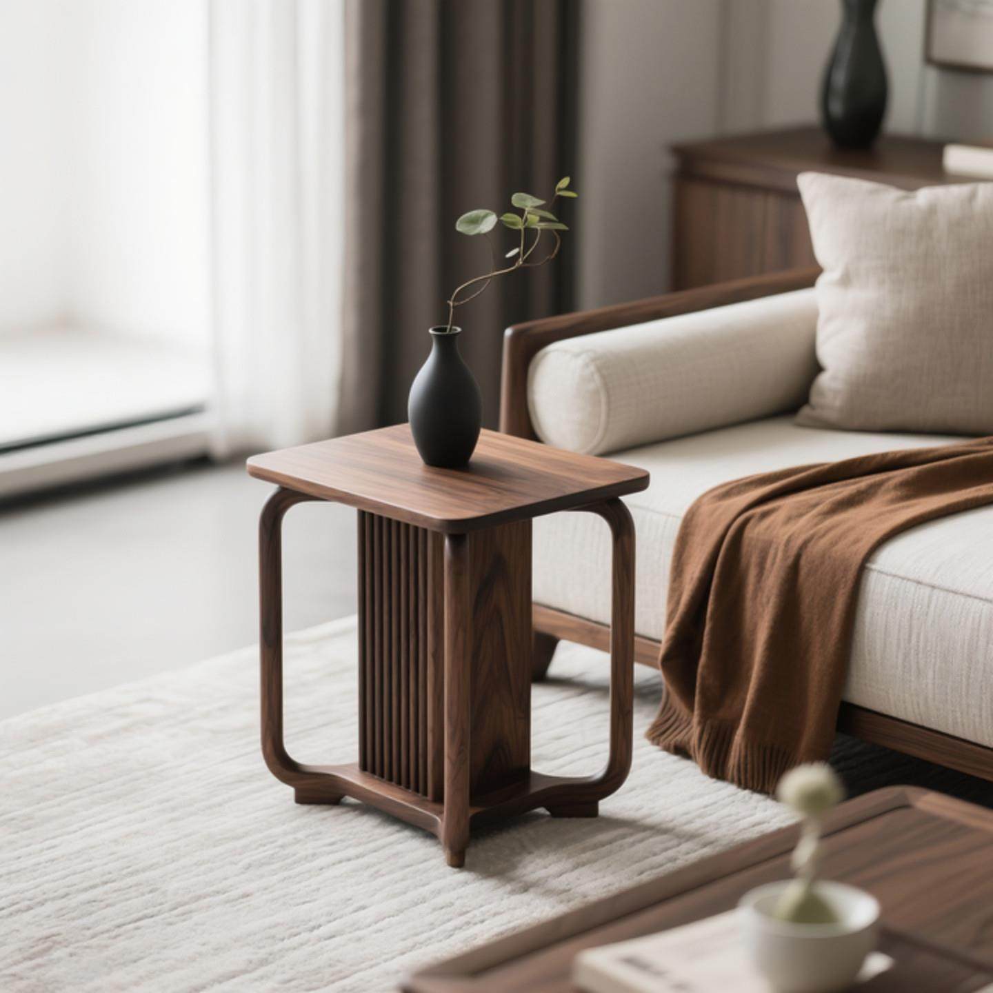 北美黑胡桃木实木边几新中式沙发角几原木小方桌现代简约小茶几桌