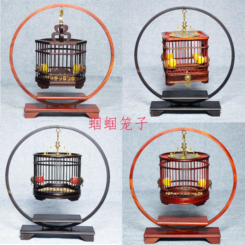 新款纯手工制六角乌木手艺物超所值蝈蝈鸟笼子蝈蝈笼多功能红木精