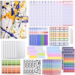 跨境A6手帐本活页本定制PU皮质索引贴纸手账本现金储蓄预算本訂製