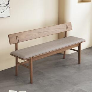 实木长条凳北欧白蜡木带靠背休息区长凳卧室床尾凳饭厅卡座换鞋凳