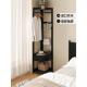 实木转角衣帽架黑色卧室落地挂衣架带抽屉简易家用拐角收纳置物架