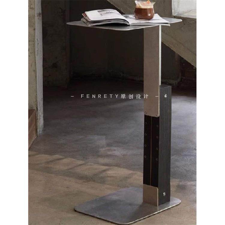 可升降家用不锈钢沙发床角几包豪斯小户型茶几艺术置物可移动边几