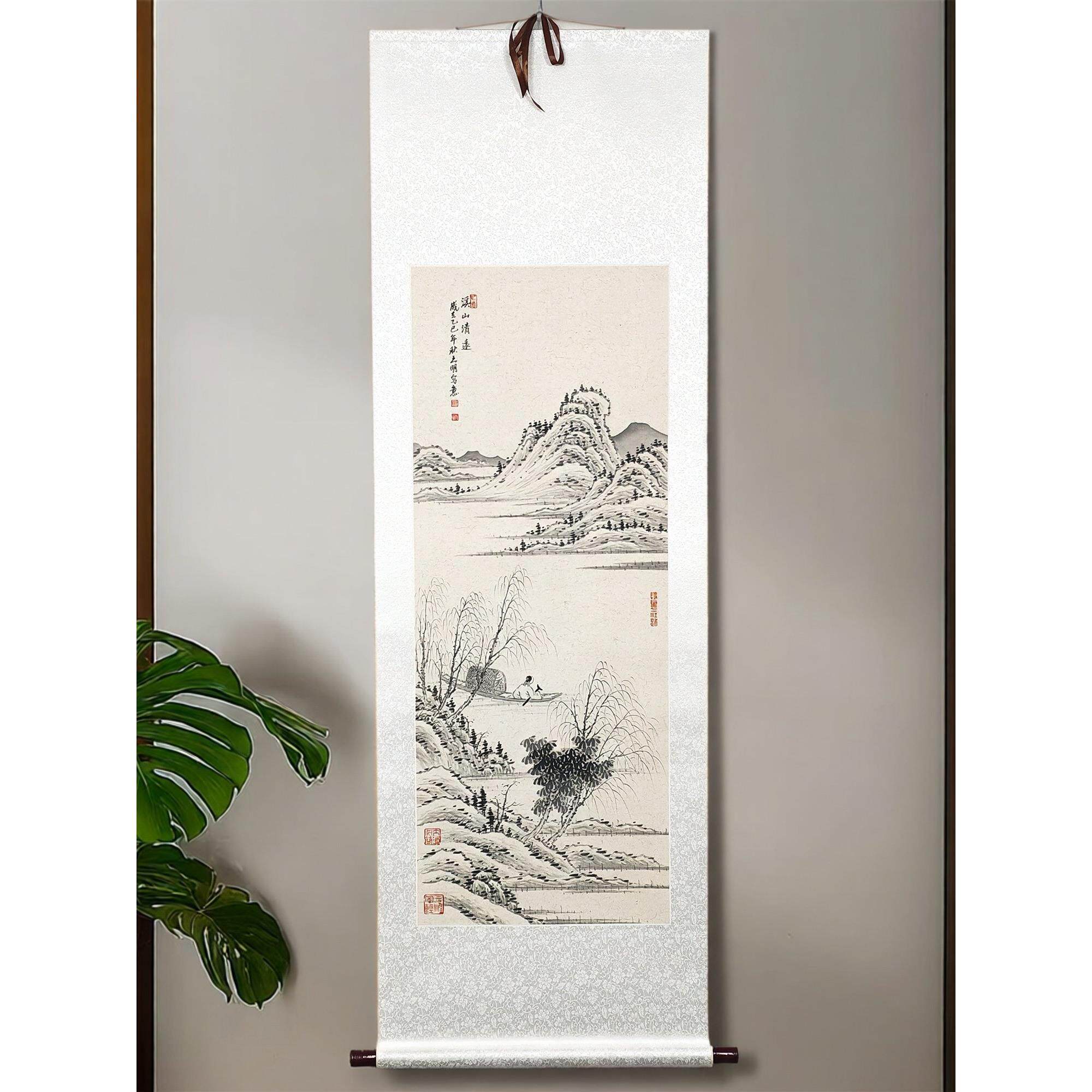 纯手绘国画山水画书画作品字画真迹水墨画客厅办公室装饰卷轴挂画