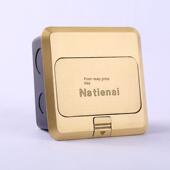 四路松日五孔接地插头全铜防水隐藏双网络电话电源接地HDMI地板插