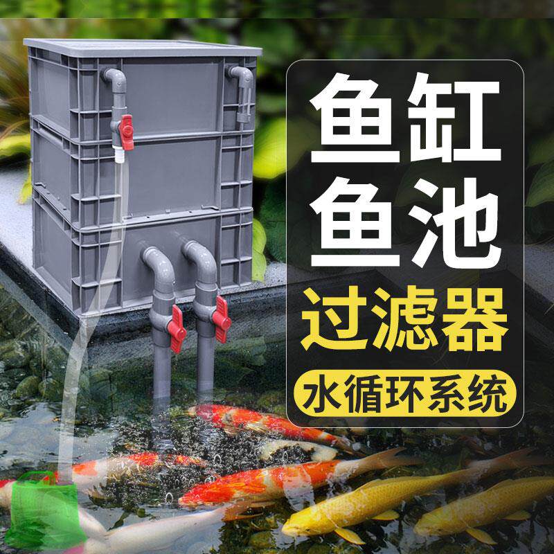 鱼缸过滤器周转箱箱上上置滴流盒槽架净水循环三合一鱼池圆形顶滤