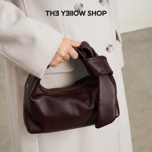 THE YELLOW SHOP25年头层小牛皮手拎斜挎Sorolla三角绑结饭盒包