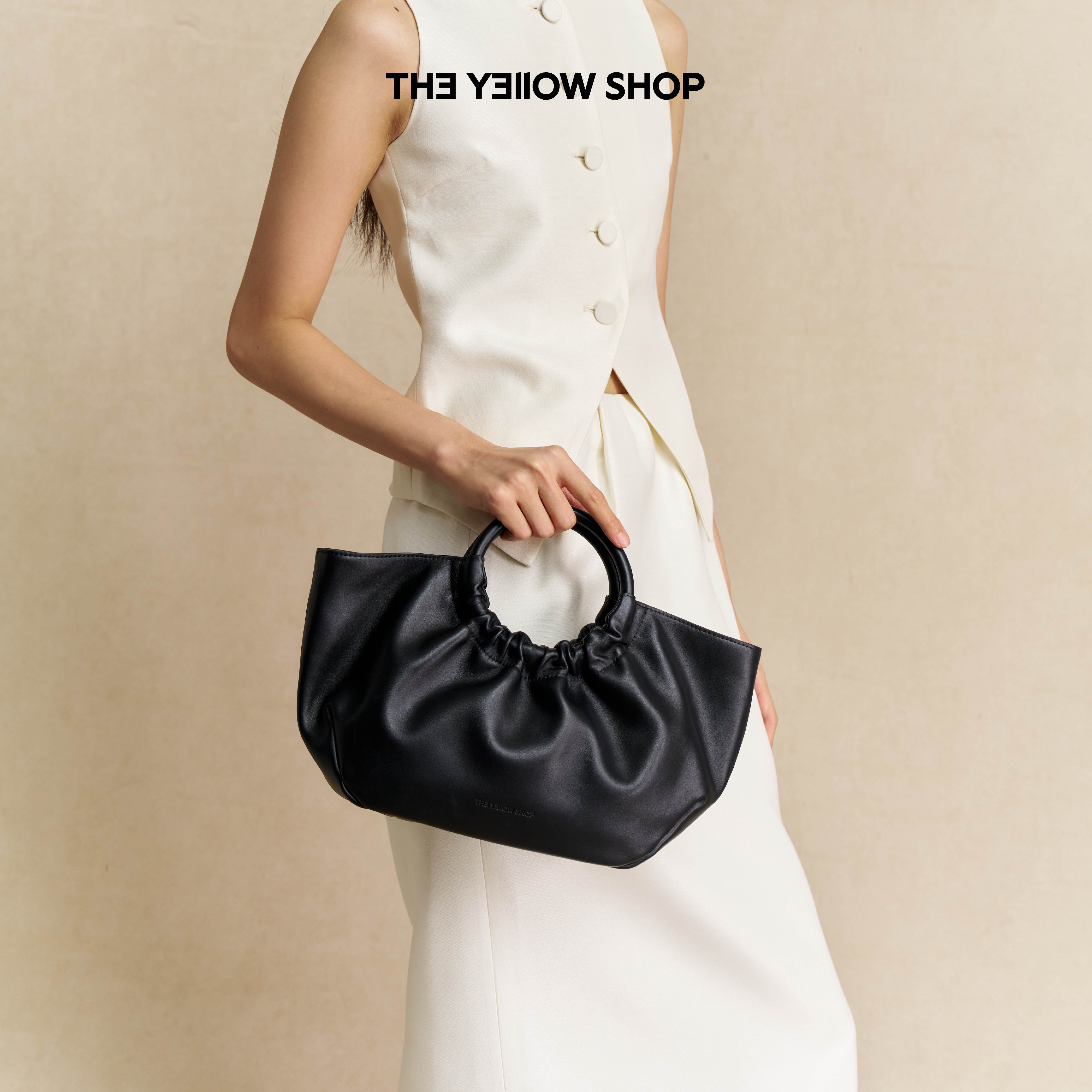 THE YELLOW SHOP头层牛皮斜挎手提圈圈托特包大号