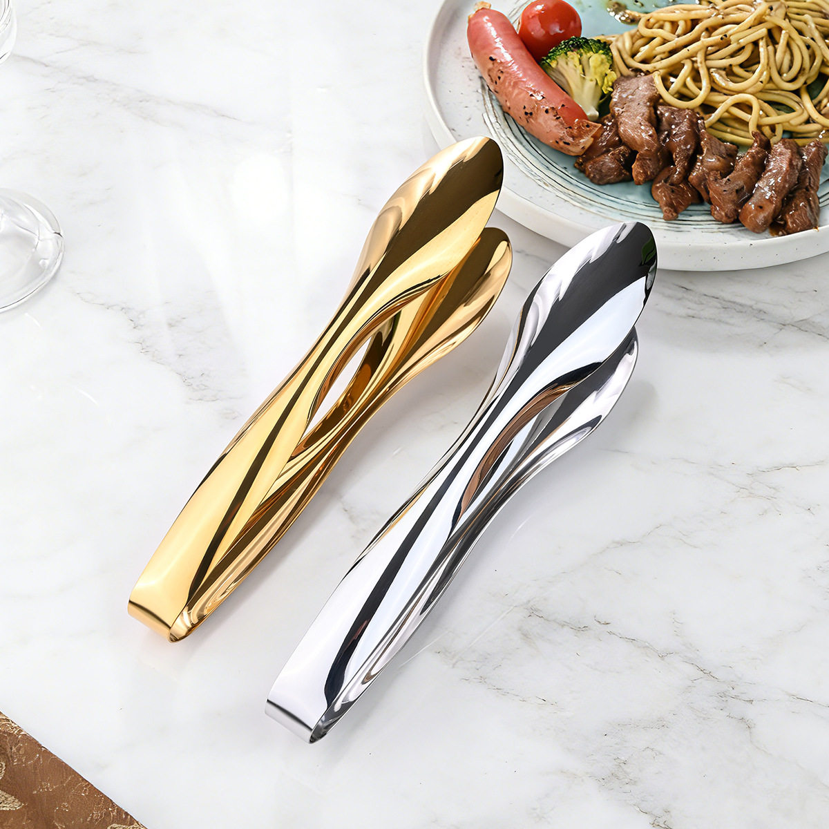 304加厚不锈钢光柄食品夹