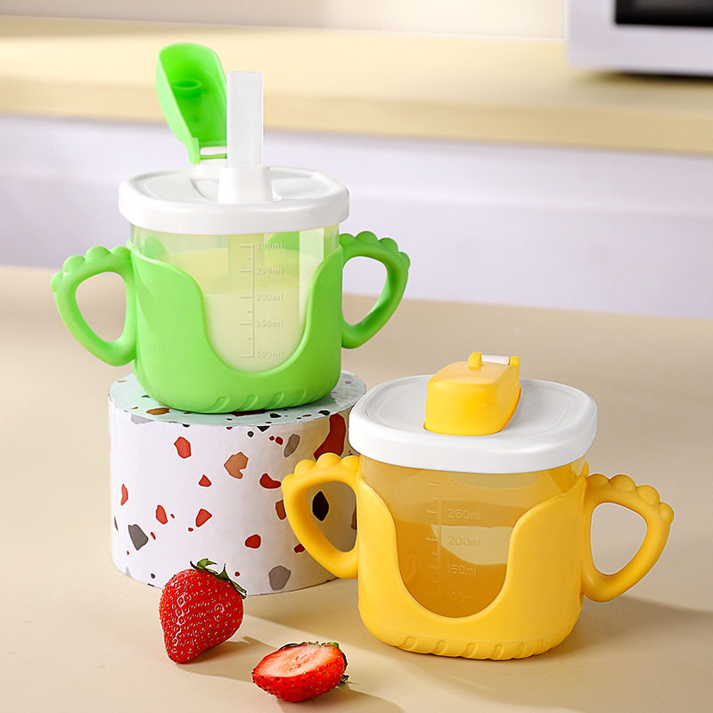 一杯多用学饮杯婴儿专用带手柄刻度宝宝吸管杯喝奶杯防摔儿童水杯