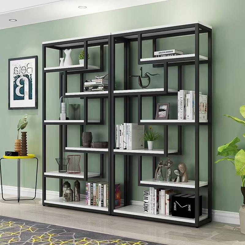 热销书架置物架陈列架隔断玄关屏风铁艺落地L多层展示柜货架收纳