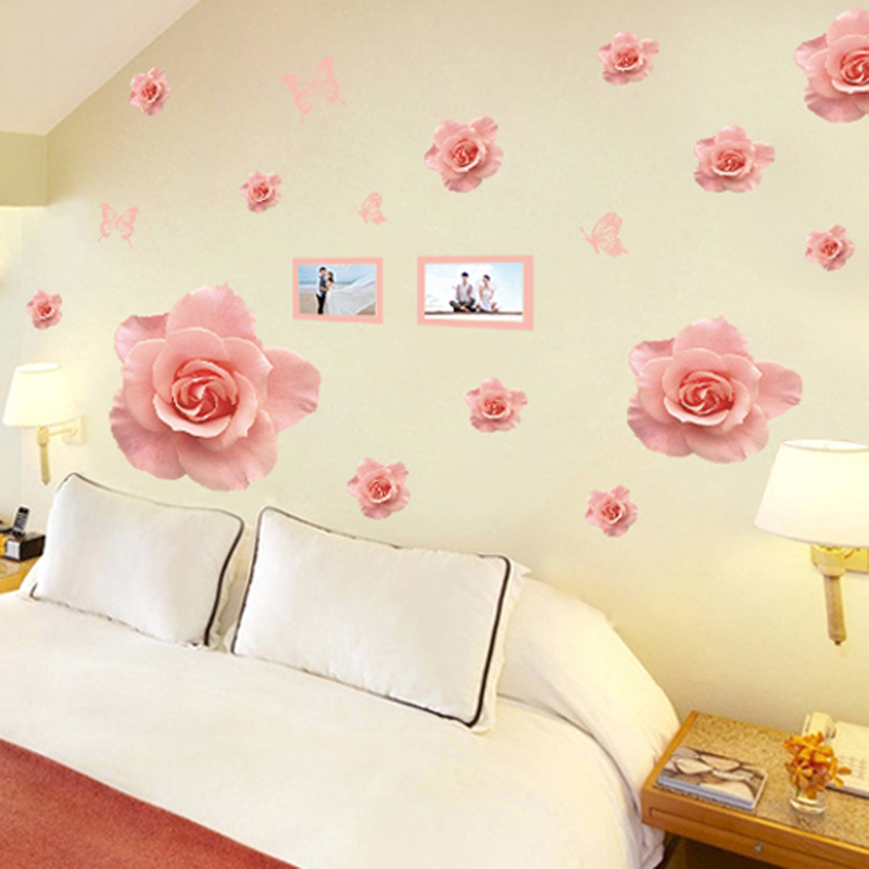 热销装饰小花贴画墙贴纸遮丑墙上自粘墙面墙壁纸图案玫瑰花朵墙纸