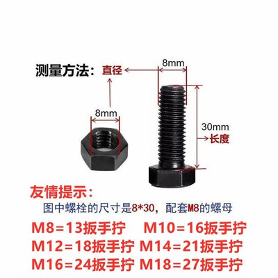 热销8.8外六角螺丝螺母平垫弹垫套装 螺栓螺帽组合6M8M10M12M14M1