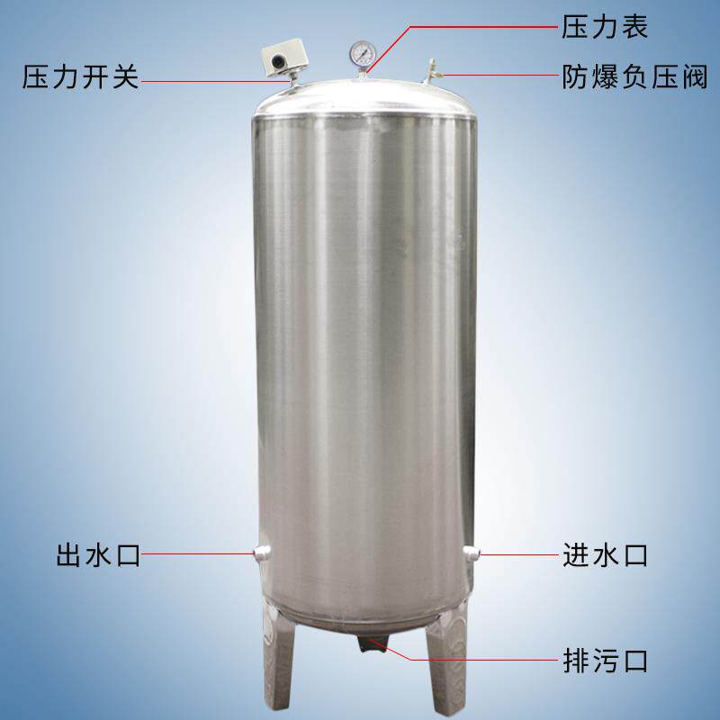 热销304不锈钢卧式压力水塔 井水增压用储压桶 500L带清洗口白钢