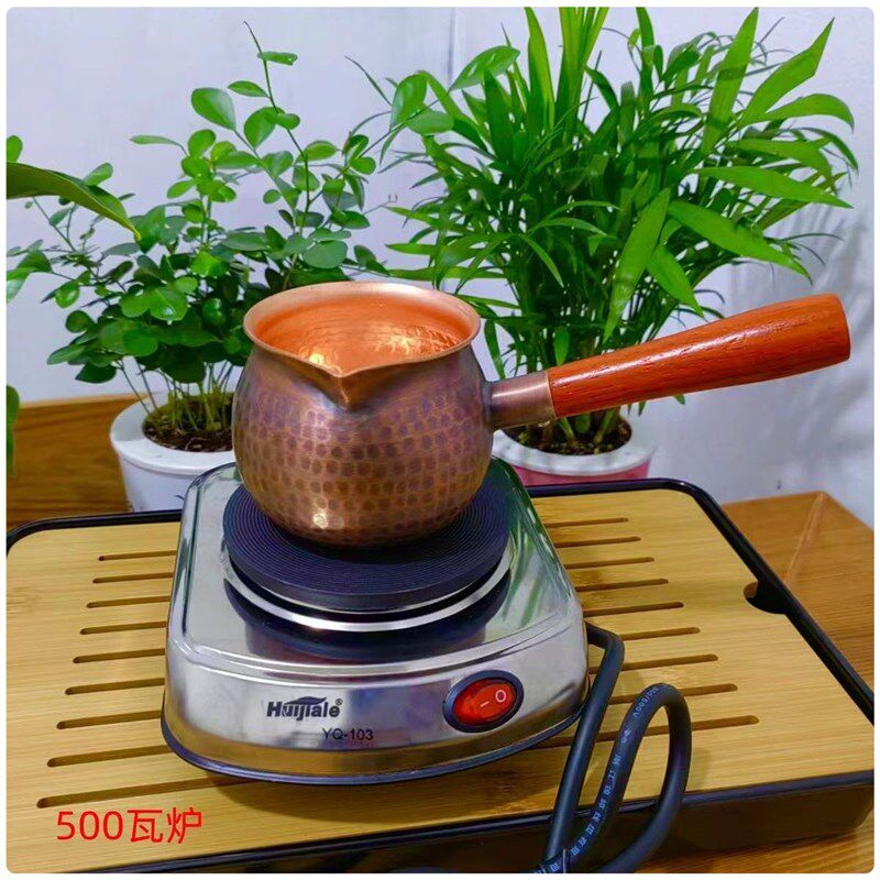 热销加厚纯紫铜公道杯长把铜壶铜罐煮茶烧水西北甘肃罐罐茶煮茶器