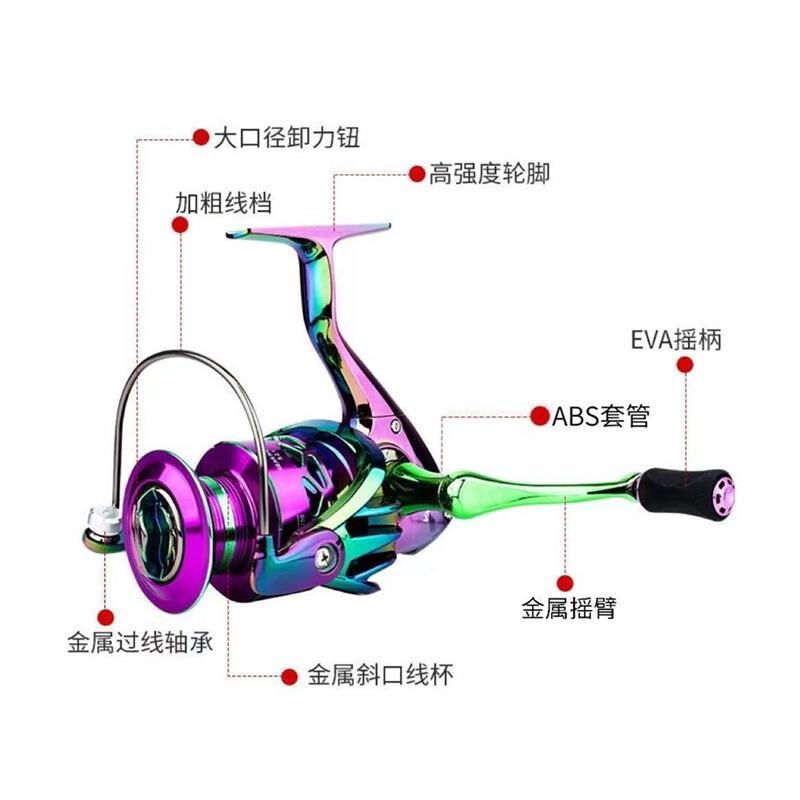 热销无间隙纺车轮微物路亚全金属线杯渔轮鱼线轮海竿远投变色龙双