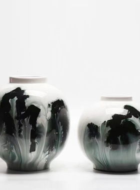 热销新中式创意陶瓷花器摆件样板房售楼处客厅玄关博古架禅意花瓶