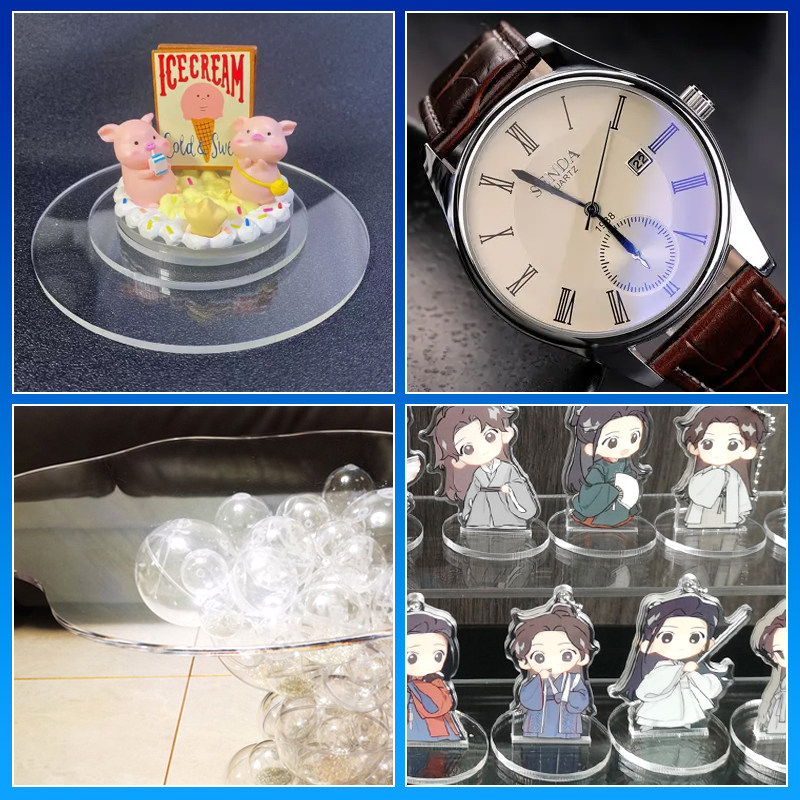 热销定制透明亚克力圆片有机玻璃圆形塑料圆板蛋糕托盘钟表镜片鱼