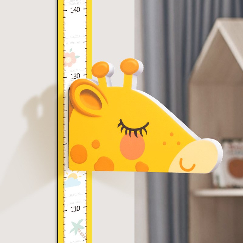 热销EVA身高贴长颈鹿儿童房间身高测量墙贴3d宝宝立体磁吸身高尺