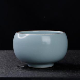 .可养开片天青汝窑高足禅定杯家用陶瓷功夫茶具品茗杯男高端主人