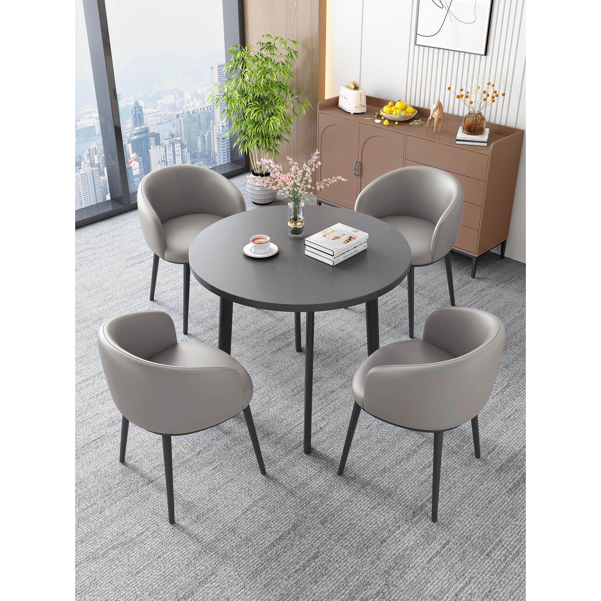 北欧简约洽谈桌椅组合前台会客桌办公室休闲区桌子网红接待小圆桌