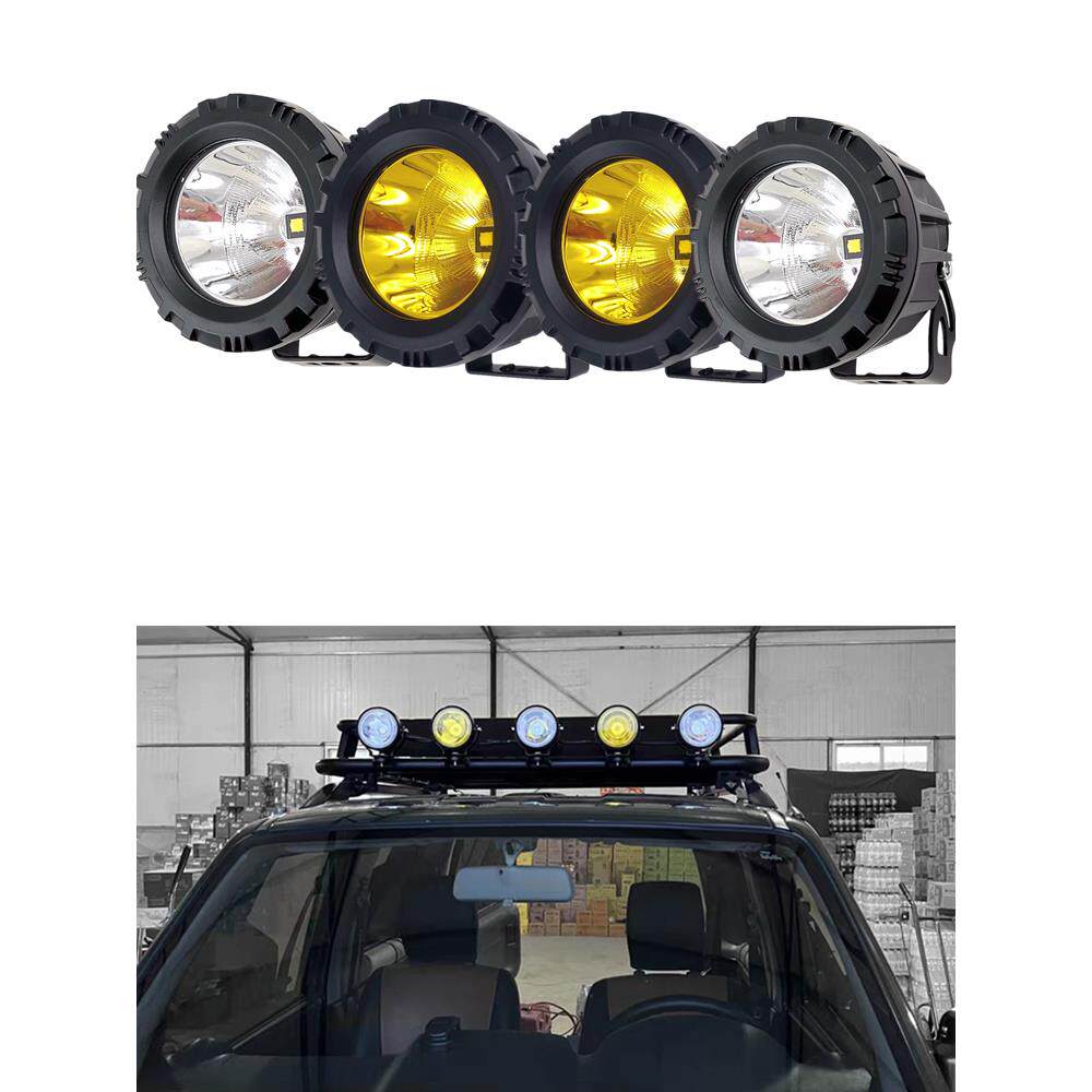 汽车Led大灯越野车顶灯圆形聚光灯修改前保险杠灯12V24V卡车前雾