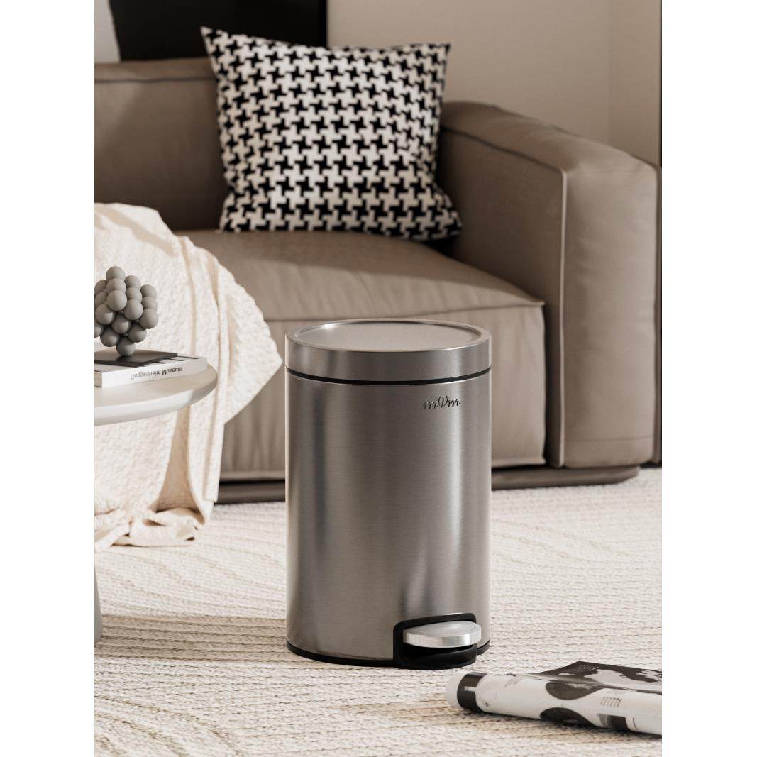 MVM垃圾桶家用轻奢高档客厅厨房卫生间静音带盖不锈钢简约脚踏式
