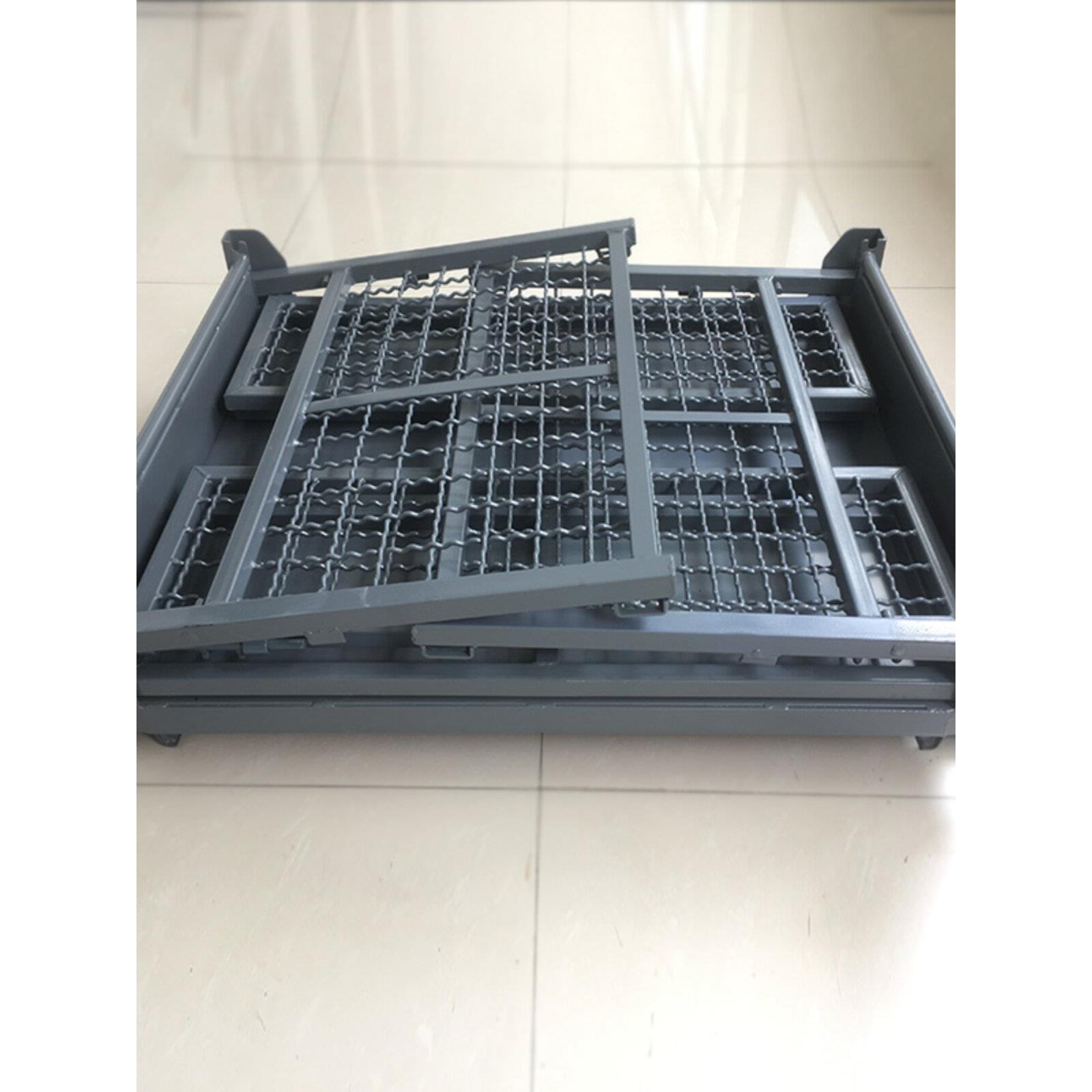 韩式物料箱金属网格箱仓储笼折叠框铁框铁周转箱货框物流笼堆垛架