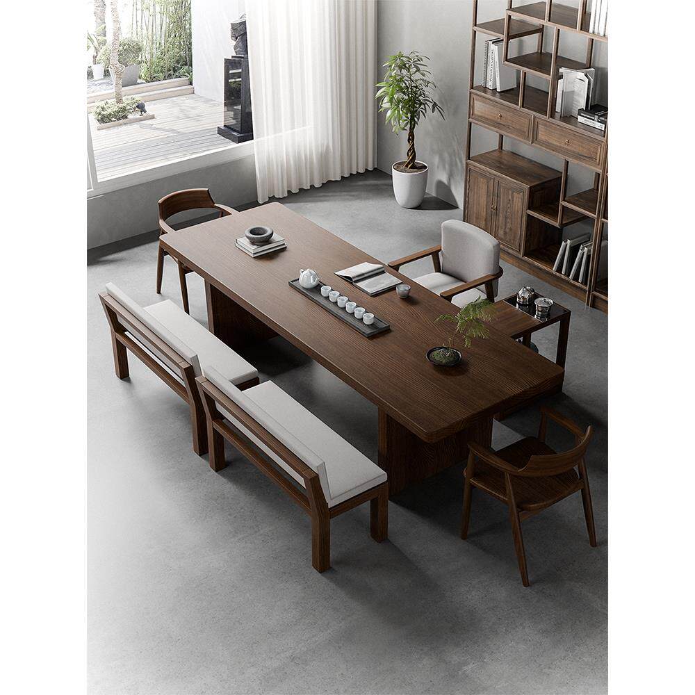 实木大板茶几和椅子组合2025新古典新中国风客厅家庭办公室接待茶