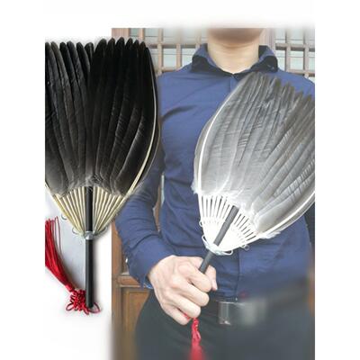 诸葛亮孔明的羽毛扇子 雁鸥鹅毛扇子 男乌木柄诸葛亮孔明羽毛扇子