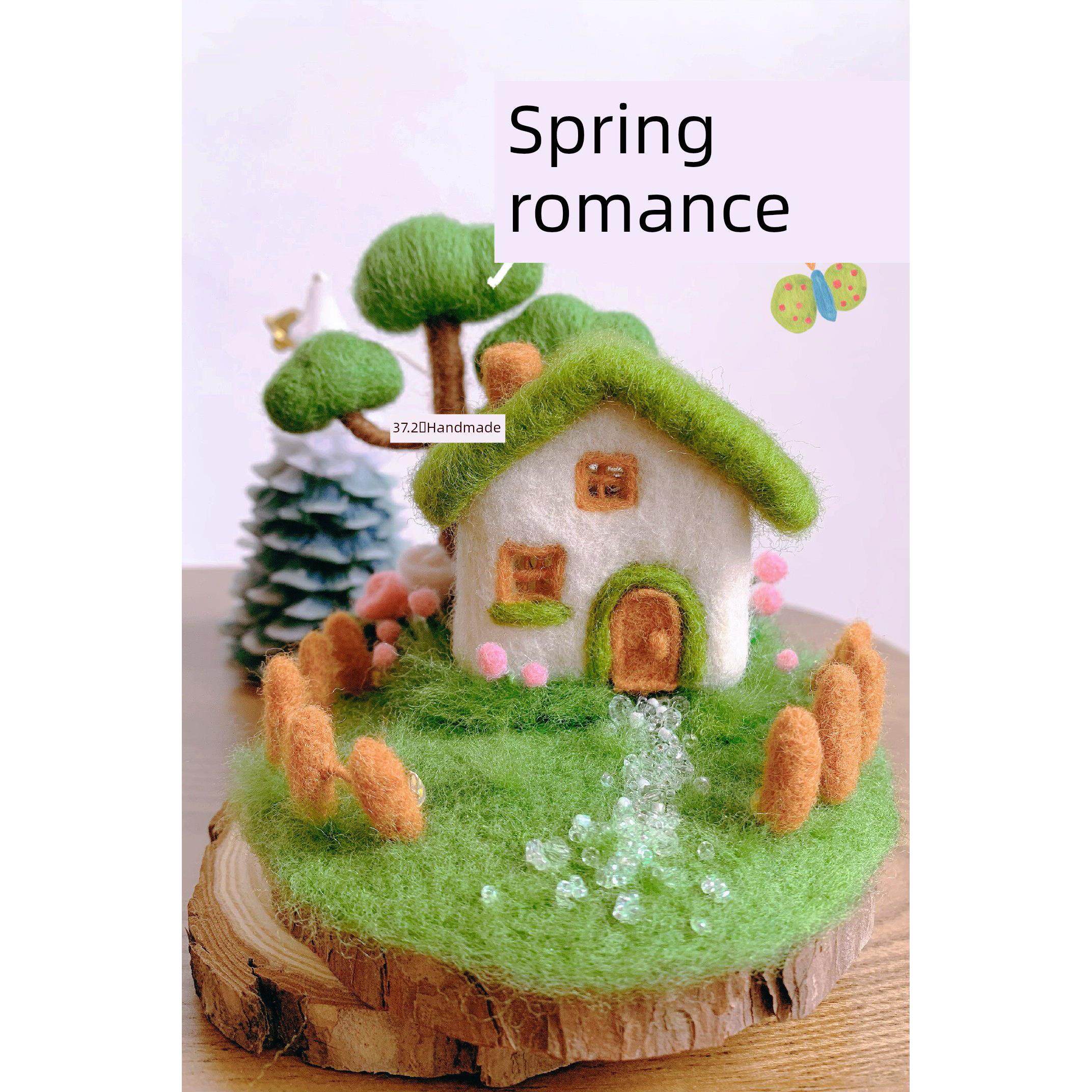 森林小屋羊毛毛毡戳DIY材料包装桌面装饰品手工创意礼物夫妻和的