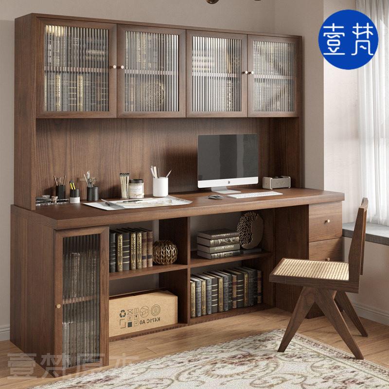 实木书桌电脑桌家用办公桌简约书房学生学习桌原木长条桌子工作台