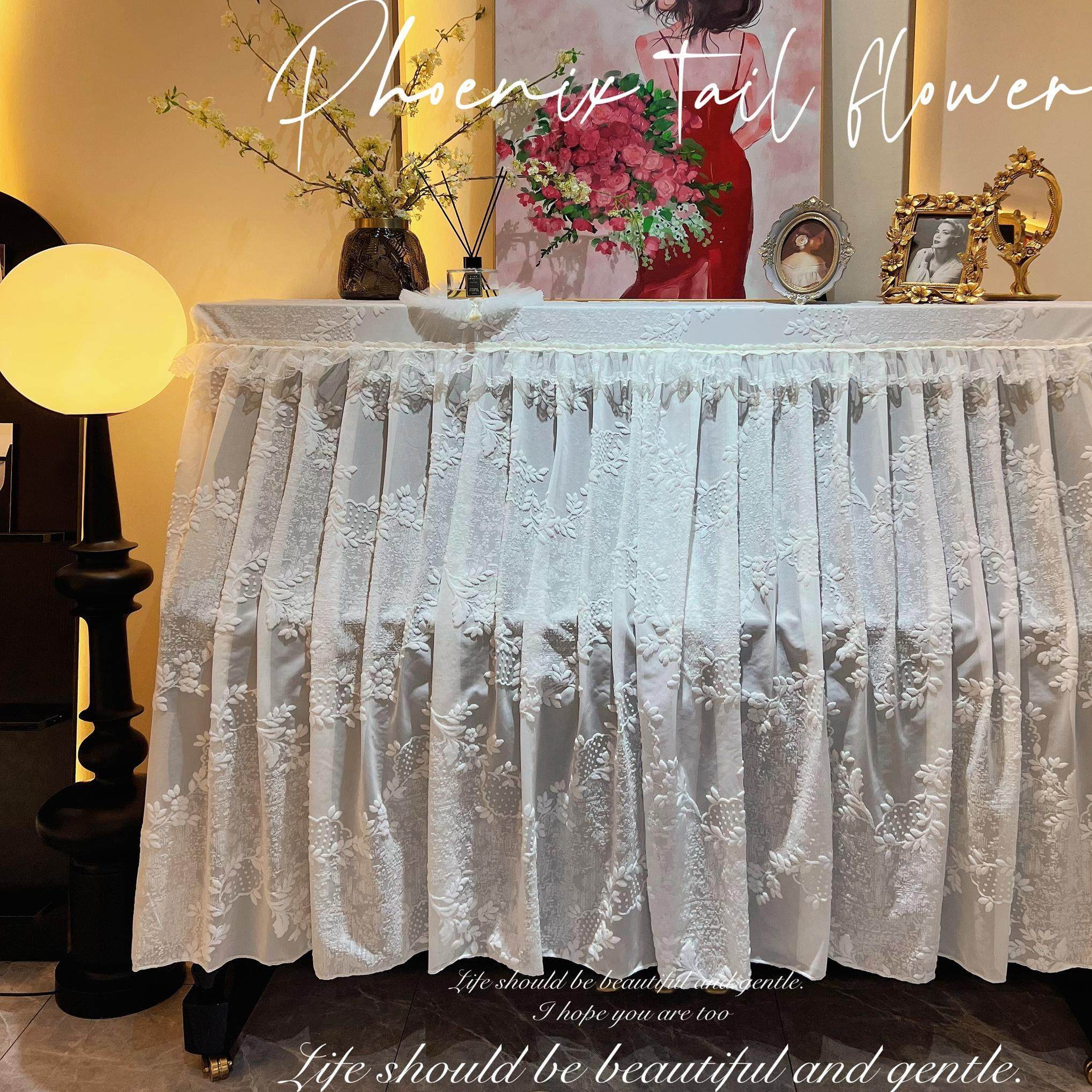 法式轻奢高端透光半透奶酪浮雕毛巾绣钢琴全罩钢琴防尘盖布