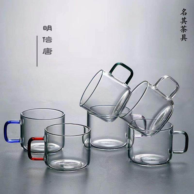 六色混装高硼硅茶杯 明信唐玻璃功夫茶具 中式耐热玻璃茶盅 80ml