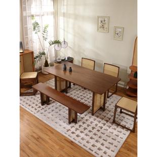 藤餐椅组合北欧轻豪华Wabi 实木餐桌和椅子书凳B&B Sabi风格