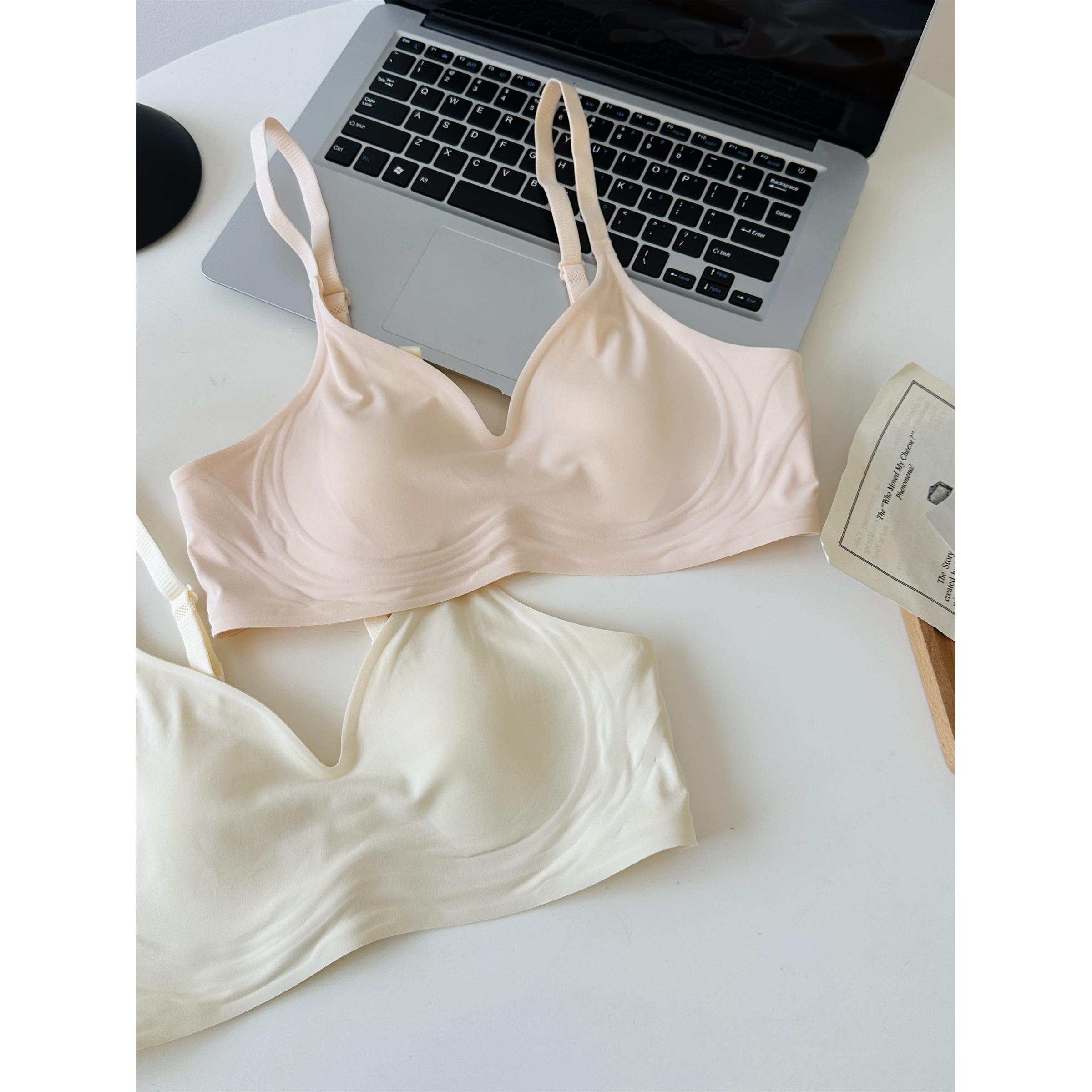 第2件减5【泽衣壹品】薄款大胸显小文胸罩果冻条兔耳杯无痕内衣女