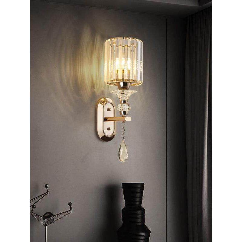 广东中山灯具床头轻奢水晶2025新款壁灯一对主卧室楼梯过道背景墙