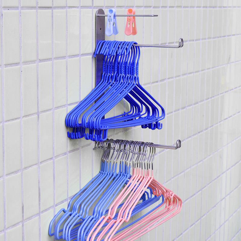 不锈钢衣架收纳神器免打孔挂钩省空间壁挂式阳台晾放衣挂的整理架