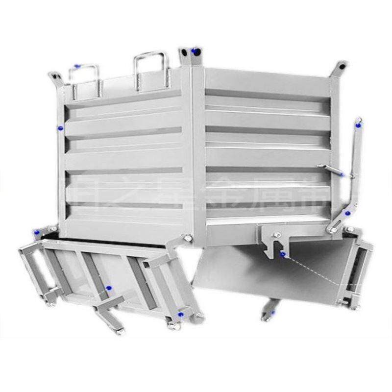 金华沧辉强化金属周转箱自卸铁屑箱底门承重强堆垛自卸废物箱