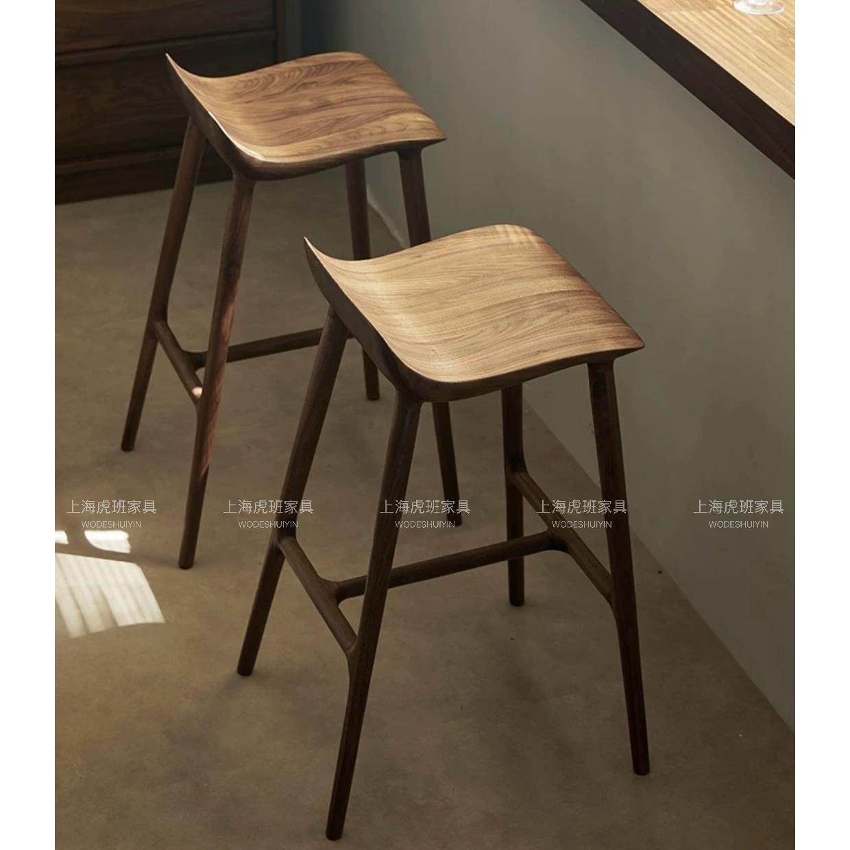 北美黑胡桃实木吧台椅岛台高脚凳子客厅咖啡厅吧台凳吧椅休闲椅子,住宅家具,家用高脚椅,淘宝优惠券,粉丝福利购,淘宝优惠卷