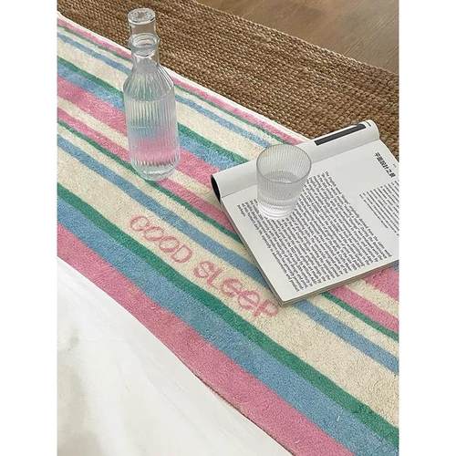 星野x彷羊绒ins风长条地毯家用阳台飘窗垫卧室床边条纹地垫免洗