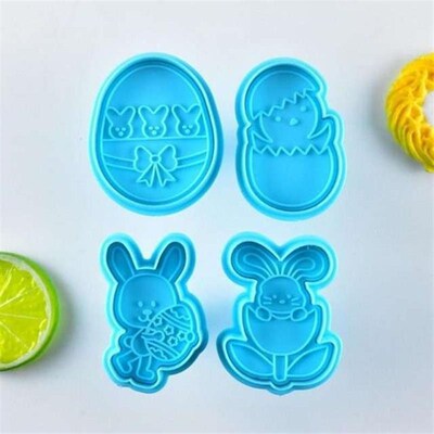 4pcs Easter Bunny Plastic Baking Mold Easter Cake Mould Fond