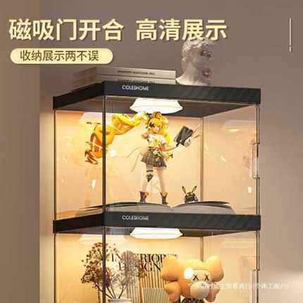 书架落地置物架客厅收纳柜子带柜门儿童透明展示简易防尘家用书柜