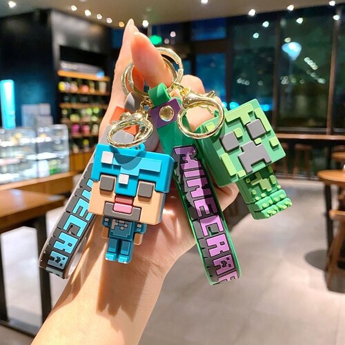 创意麦块我的世界钥匙扣可爱pvc公仔Minecraft钥匙链背书包包挂件