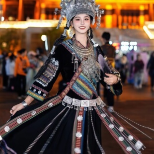 新款盛装重工华丽土家族苗族苗疆少女少数民族服饰舞台演出服套装