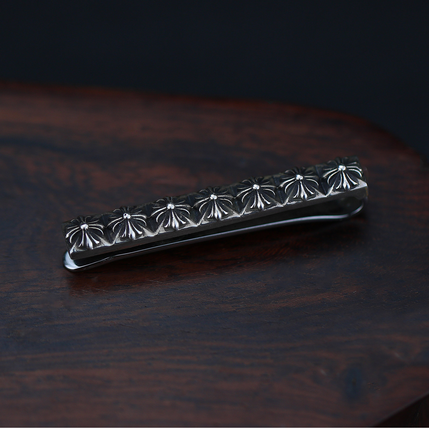 thumbnail for s925 sterling silver American vintage cross-shaped tie clip men's business high-end clip formal wear premium collar clip