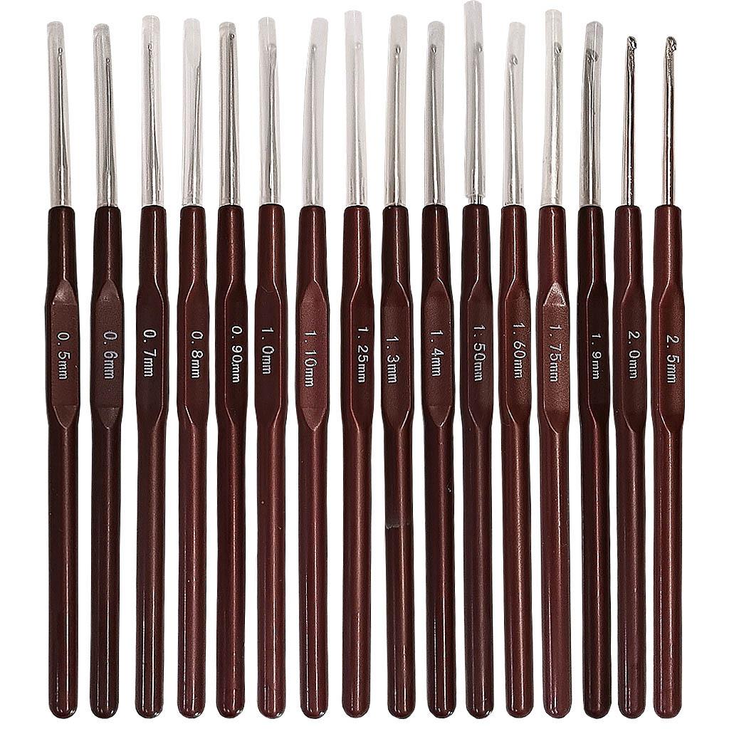 编织工具毛衣针细号蕾丝钩针一套16只全套袋装0.5-2.5MM