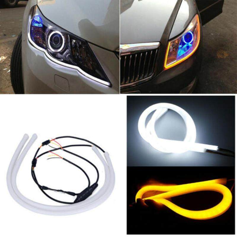 汽车LED泪眼灯条 导光泪眼灯60cm 日行灯带改装LED转向灯白黄双色